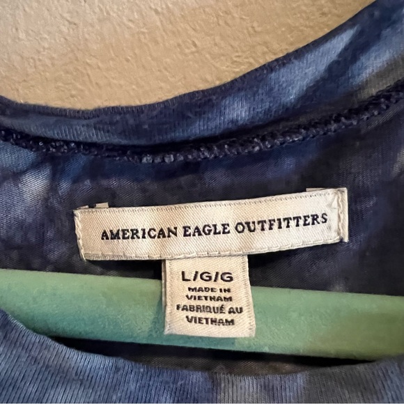 American Eagle Blue Tie-Dye T-Shirt Dress with Waist Cut-Outs Size L - Picture 2 of 7
